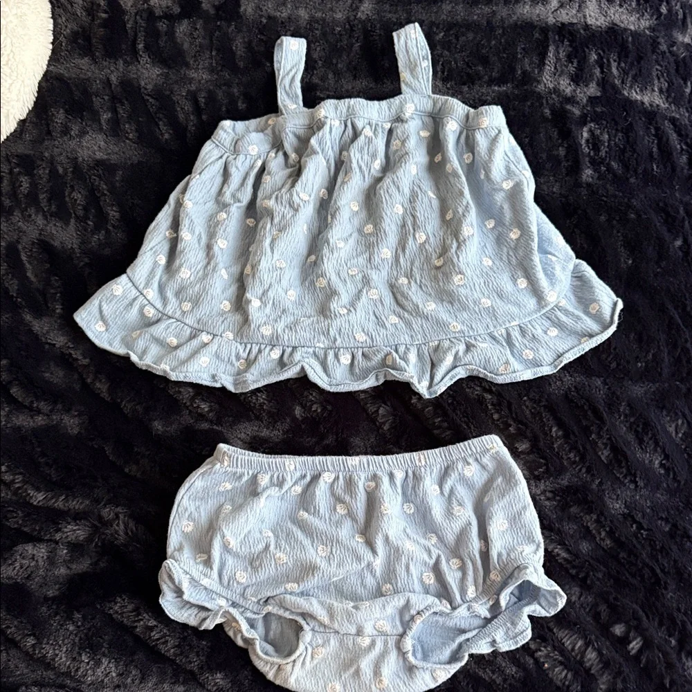 Carter's Light Blue and White Polka Dot Diaper Cover Set